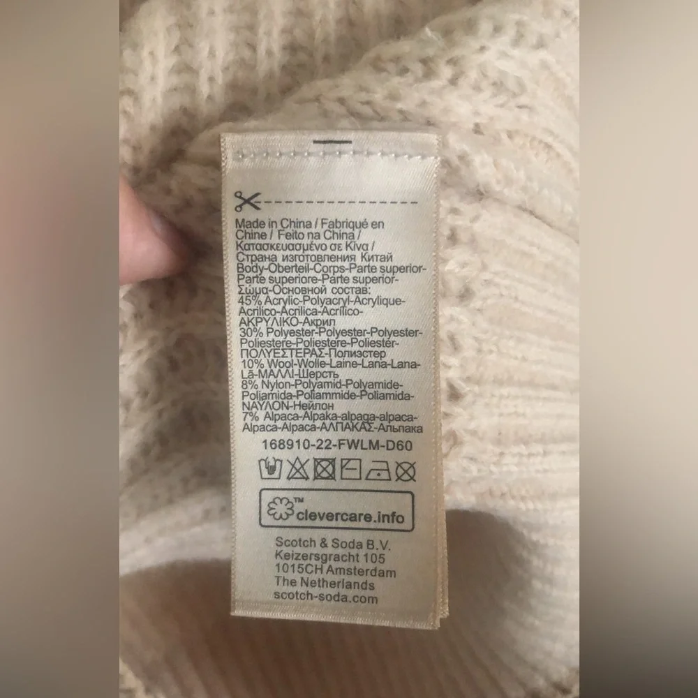 Scotch & Soda Puff Sleeve Ribbed Sweater Wool Alpaca Blend Long Sleeve XL - Picture 9 of 9